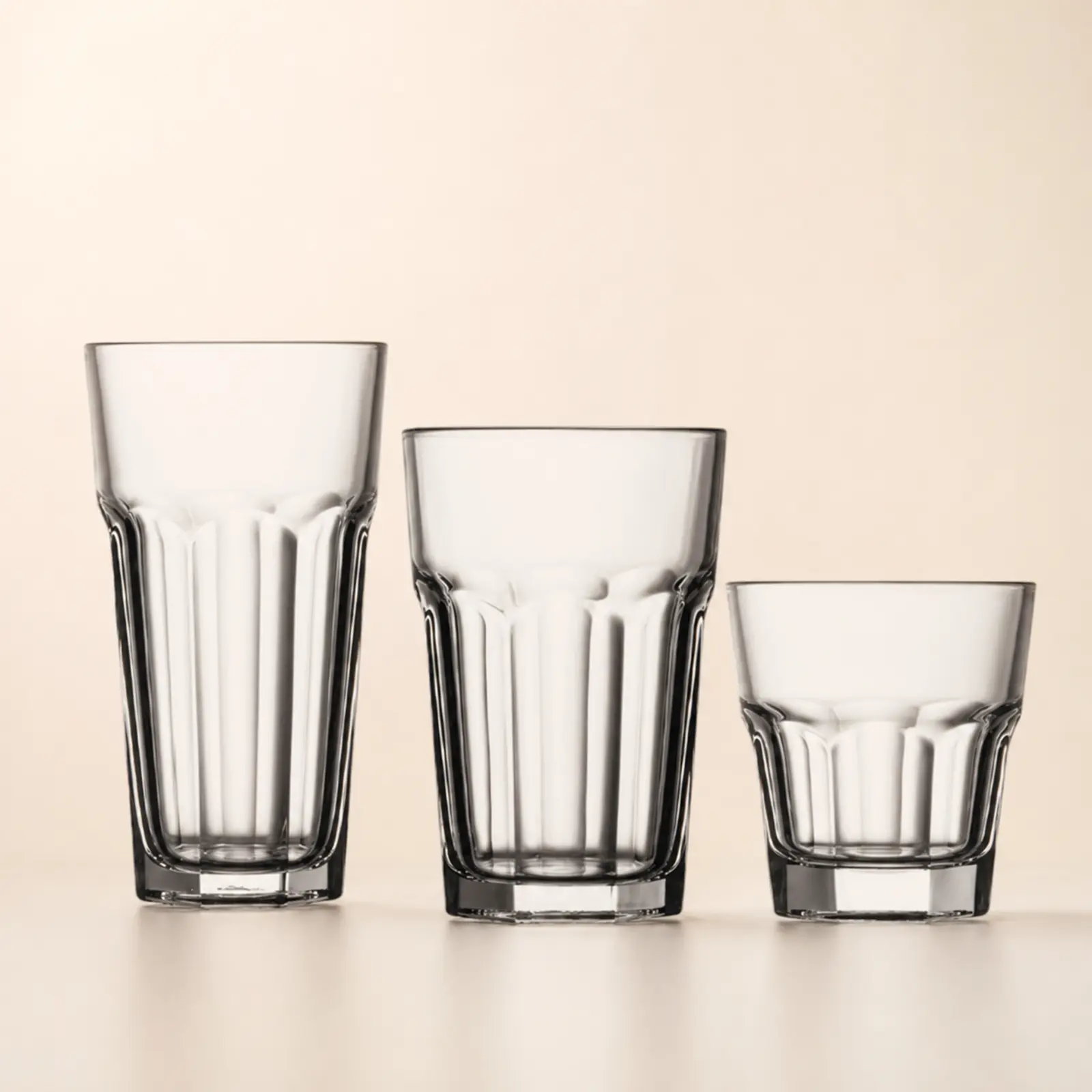 Octagonal faceted highball and beer glass wholesale assortment
