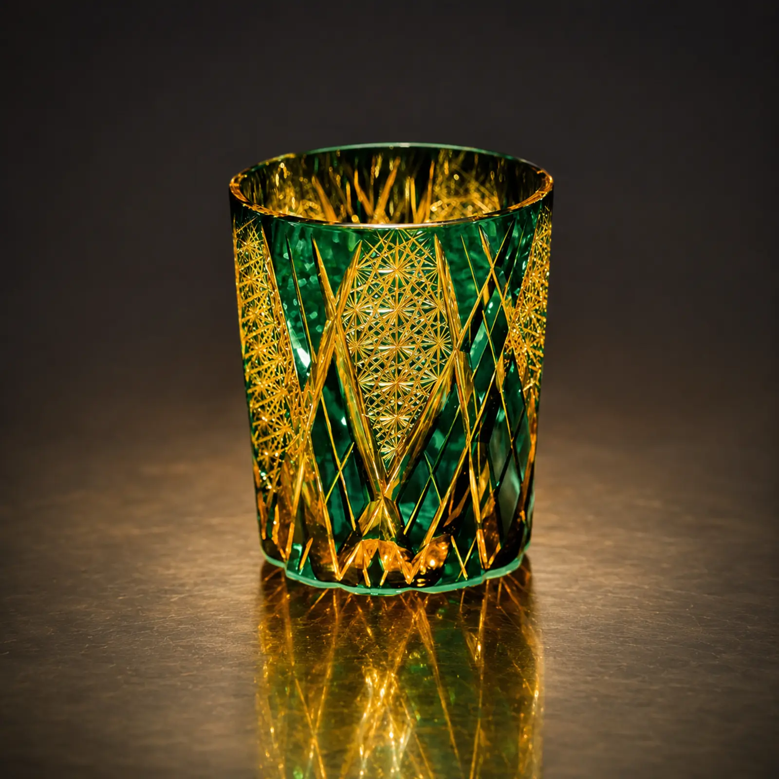 Premium green and gold glassware gift customization product image