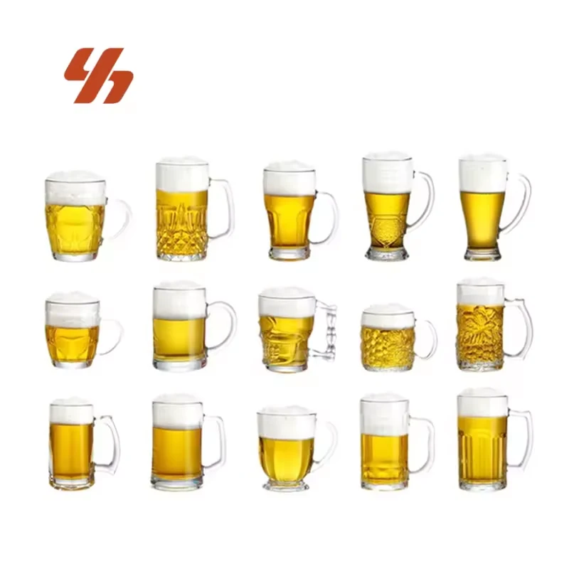 Wholesale Custom Logo Hand Blown Beer Mug World Football Wine Glass Cup Cheap Beer Glasses Set Clear Craft Pilsner Beer Glass