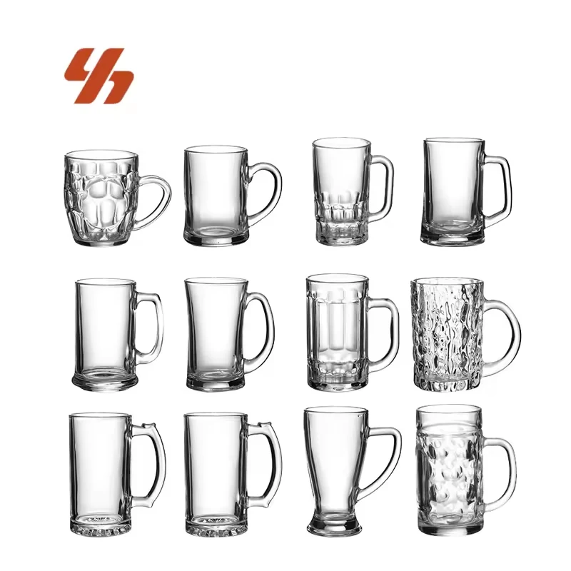 Wholesale Custom Drinking Glasses Steins Mugs Traditional Beer Mug Glasses Solid Heavy Large Beer Glasses with Handle for bar