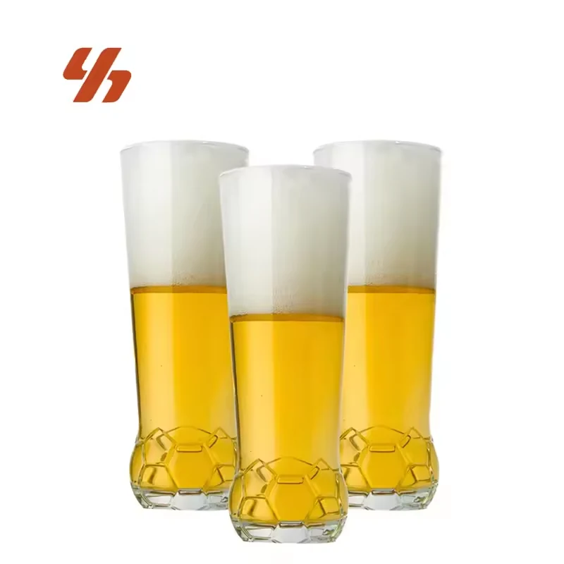 Wholesale World Football Shaped Beers Mug Innovative Beers Glass Dishwasher Safe Beer Pint Drinking Glass for Home Bar Party