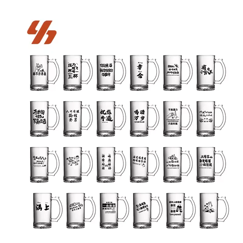 Wholesale Classic Creative Modern 400ml High-Capacity Crystal Beer Glass Handle Custom Logo Lead-Free Beer Mugs for Bar