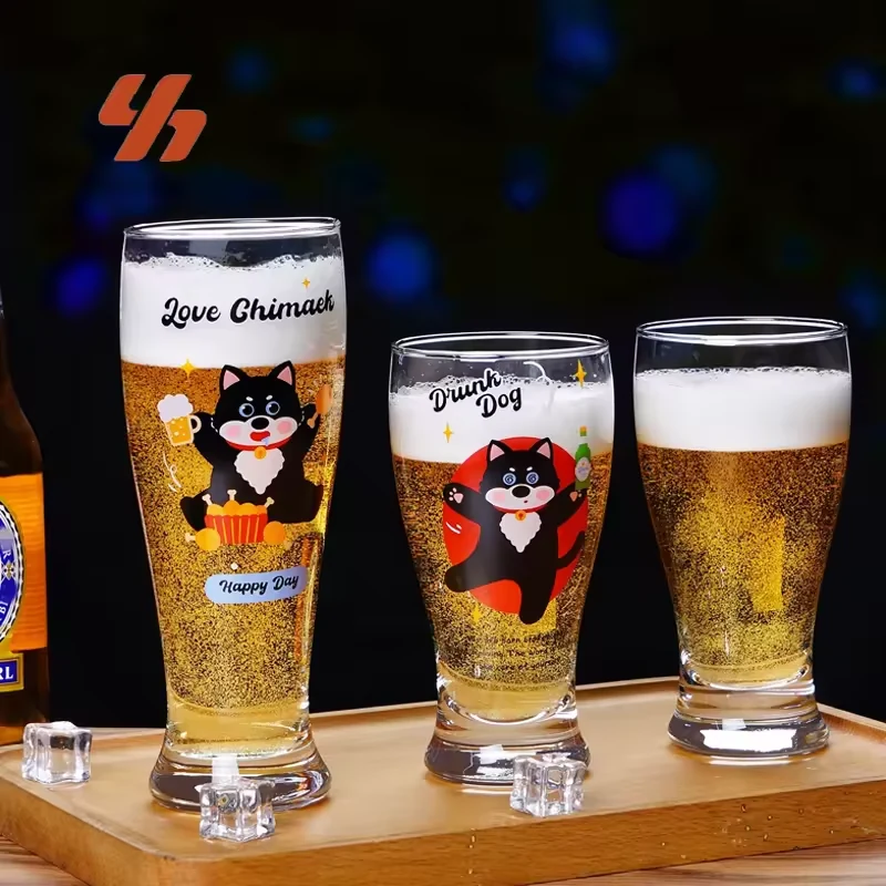 Wholesale Custom Logo Modern Large Capacity Classic Beer Stein Glass Creative Slender Cinched Waist Value Belgian Beer Mugs