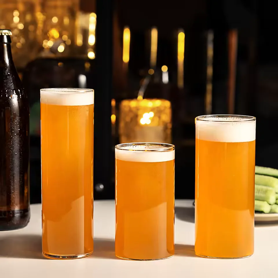 Wholesale Highball Beer Glass Clear Long Drink Tumbler for Craft Beer Lager Ale Restaurant Hotel Bar Custom Logo
