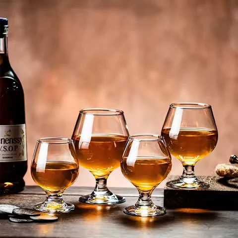 Wholesale Custom Logo Brandy Glass Whiskey Glasses Clear Goblet White Wine Glass for Bar Party and Restaurant Use