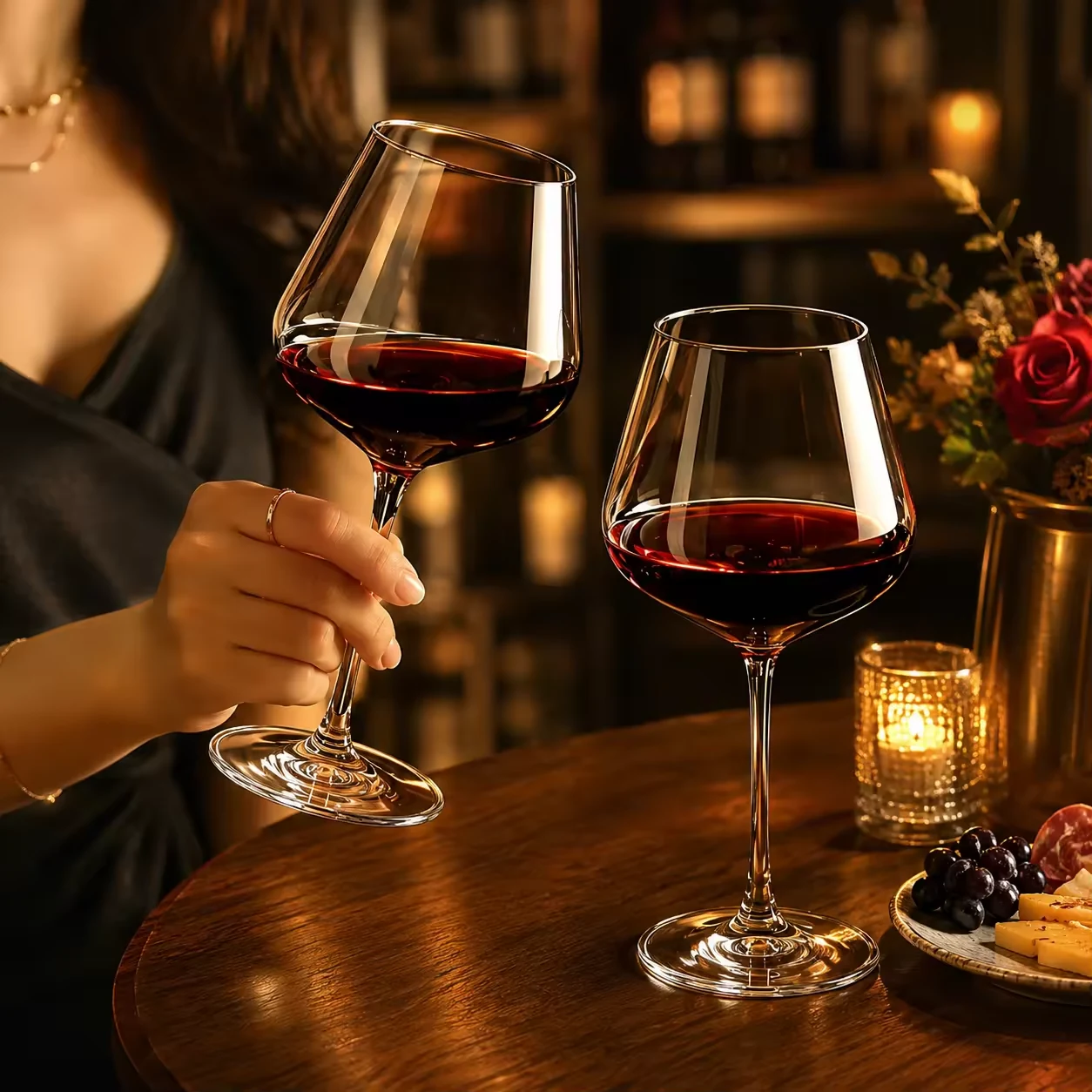 Creative Big Belly Burgundy Wine Glass Set Light Luxury Tall Wine Cup Sweet Wine Glass for Home Bar Party Daily Gift Use