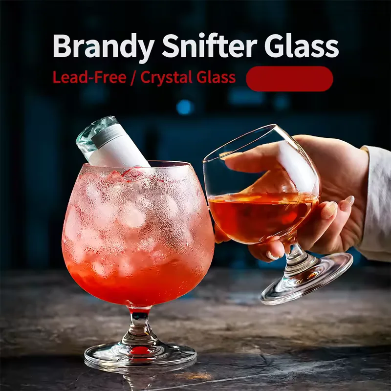 Wholesale Crystal Brandy Cognac Glass Cocktail Glass Set Low Stem Whiskey Red Wine Goblet for Bar Restaurant Custom Logo Use