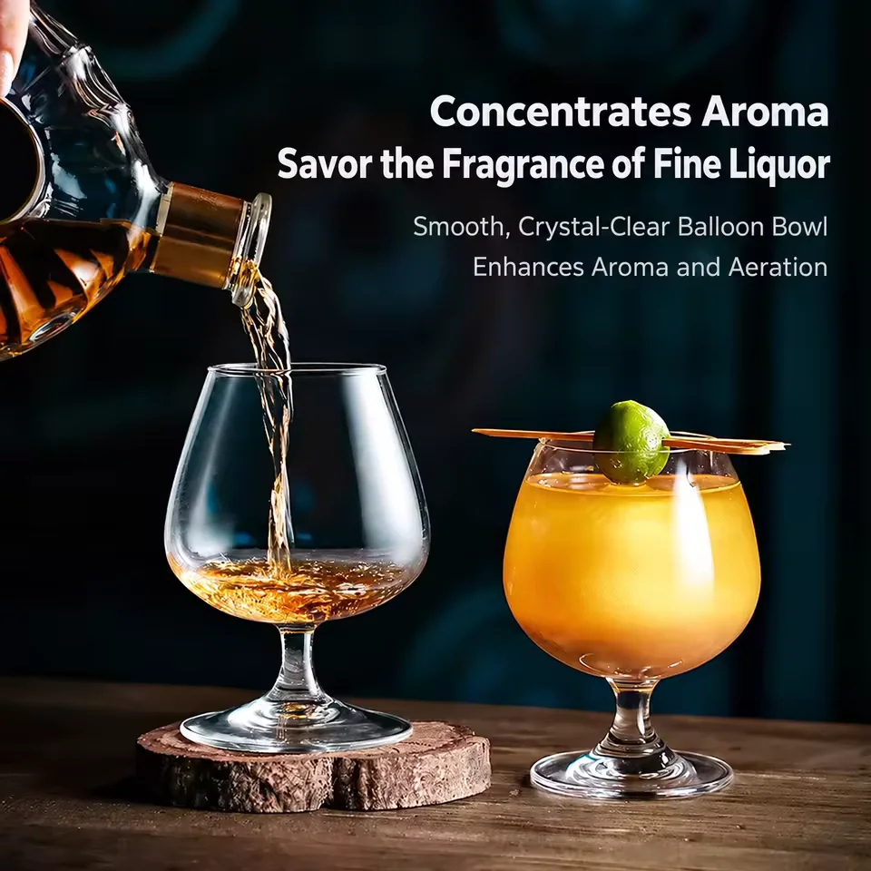 Creative Crystal Brandy Cognac Glass Low Stem Cocktail Goblet for Whiskey Red Wine Bar Restaurant Wholesale Custom Logo