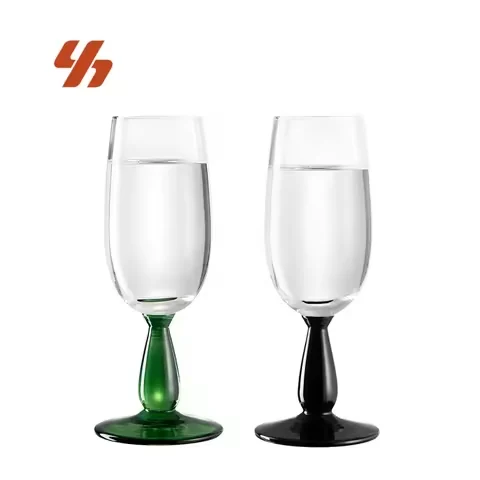 Vintage Style 200ml champagne Glass Flutes Green Stem Black Stem Handcrafted Medieval Goblet Crystal Glass Vintage Glasses