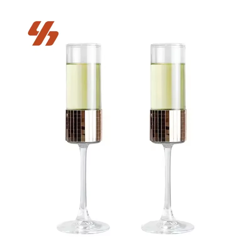 Factory Wholesale 170ml Handmade Champagne Flute Rose Gold Crystal Glass Goblet for Wedding Party Banquet Gift Custom Logo