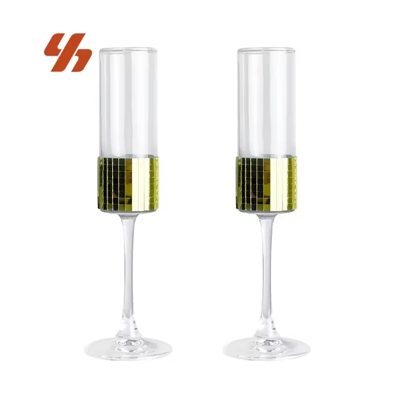 Wholesale 170ml HandmadeGold Patch Surround for Champagne Flutes Wedding Party Crystal Banquet Sparkling Glasses Goblet Set