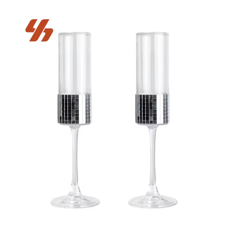 Wholesale 170ml Handmade Champagne Flutes Rose Gold Patch Crystal Glass Goblet for Wedding Party Banquet Gift Custom Logo