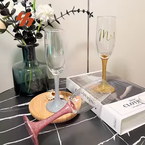 European Luxury Champagne Glasses Wholesale Crystal champagne Flute Glass Grace Goblet for Wedding Party Home Use Red Wine Glass