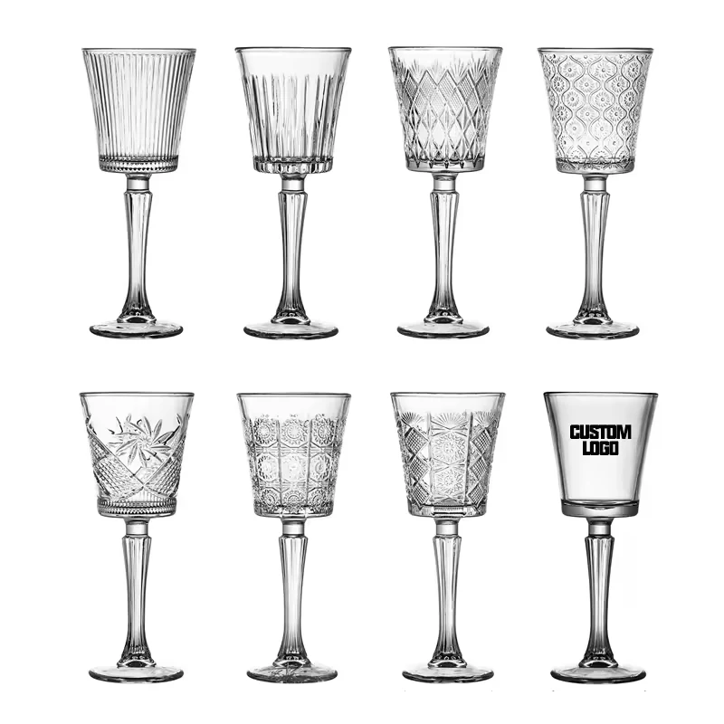 Wholesale Luxury Champagne Flutes & Wine Glasses Set, Hand Blown Crystal Goblets for Wedding Party, Custom Logo Available