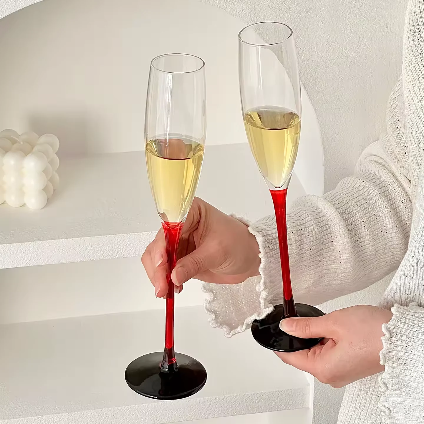 Wholesale Crystal Glass Handmade Champagne Flute Goblet Red Wine Sweet Wine Glass for Restaurant Hotel Bar Use