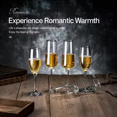 Wholesale French Style Crystal Champagne Glass Tall Stem Red Wine Goblet for Sparkling Wine Wedding Restaurant Custom Logo
