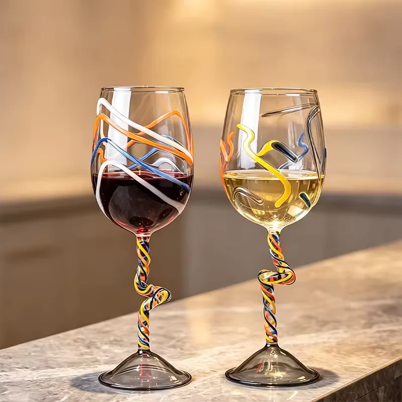Wholesale Brushed Tall Stem Red Wine Glass Crystal Clear Goblet for Champagne Cocktails Home Restaurant Bar Custom Logo