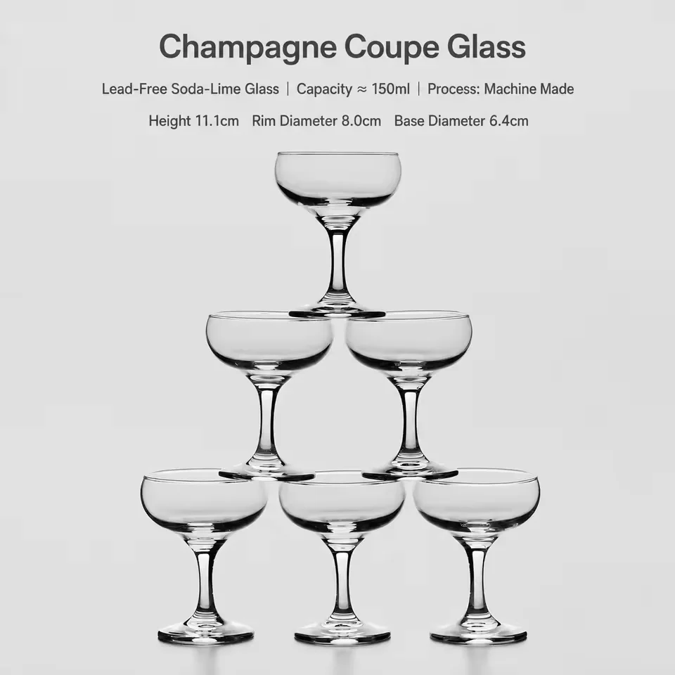Elegant Champagne Tower Glass Wedding Toast Coupe Goblet Tall Stem for Banquet Party Celebration Restaurant Wholesale