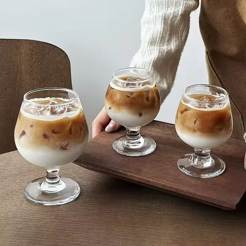 Minimalist Thickened Short Stem Glass Goblet for Red Wine Champagne Coffee Juice Cold Beverages Restaurant Bar Wholesale
