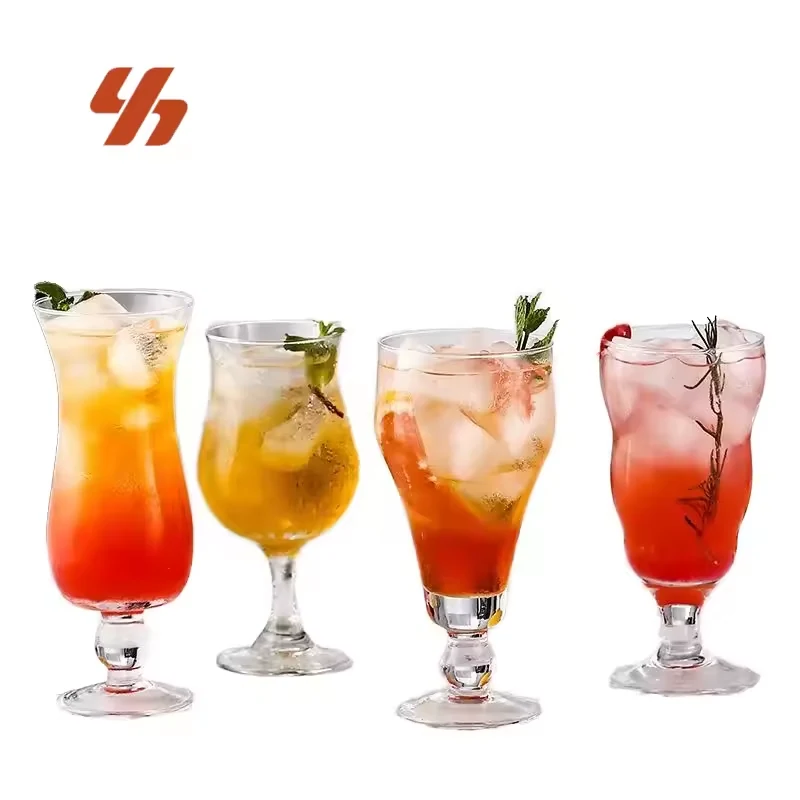 Wholesale Glass Goblet Cup Tulip Shaped Wine Glasses Long Stem Juice Glass Cup Cocktail Glass for Hotel and Restaurant