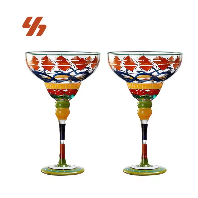 Unique Moroccan Style Hand Painted Cocktail Glass 8oz Colored Martini Goblet for Home Bar Decor Customizable