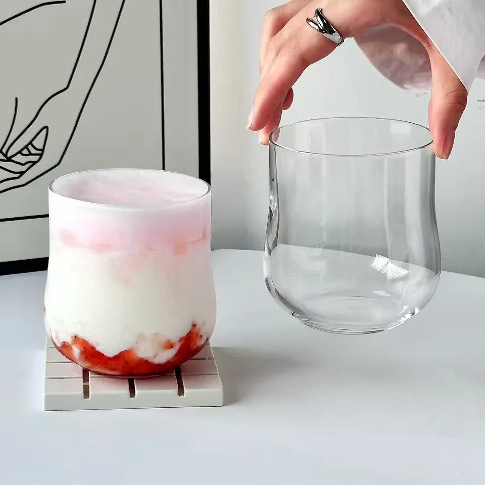 Premium Clear Glass Coffee Cup Creative Cocktail Tumbler for Juice Beverages Home Cafe Restaurant Bar Wholesale
