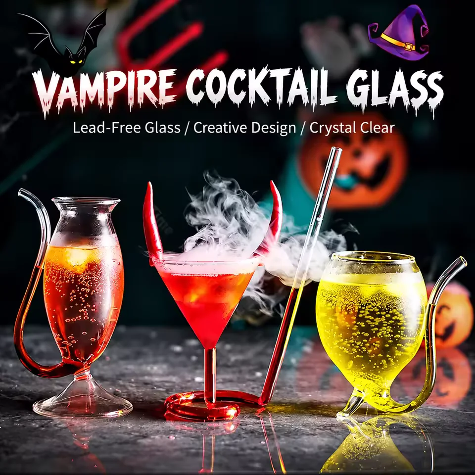 Wholesale Unique Shape Crystal Cocktail Glass Bird Themed Martini Cup for Halloween Christmas Party Wedding Gift Custom Logo