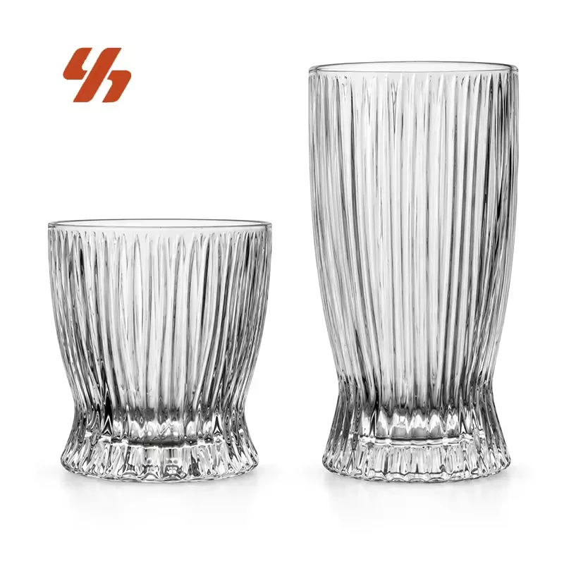 Wholesale Creative Collins Glass Cocktail Tumbler for Fruit Wine Whiskey Liquor Long Drinks Restaurant Bar Custom Logo Use