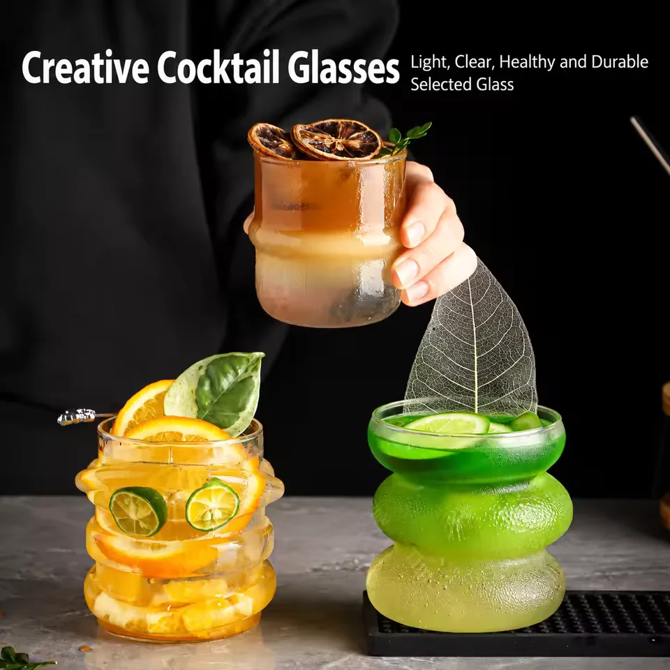 Wholesale Irregular Shape Cocktail Glass Creative Whiskey Mojito Beer Tumbler Iced Coffee Cup for Bar Restaurant Custom Logo