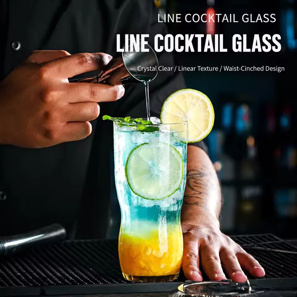 Premium Ribbed Collins Glass Long Drink Tumbler for Long Island Iced Tea Mojito Cocktails Restaurant Bar Wholesale