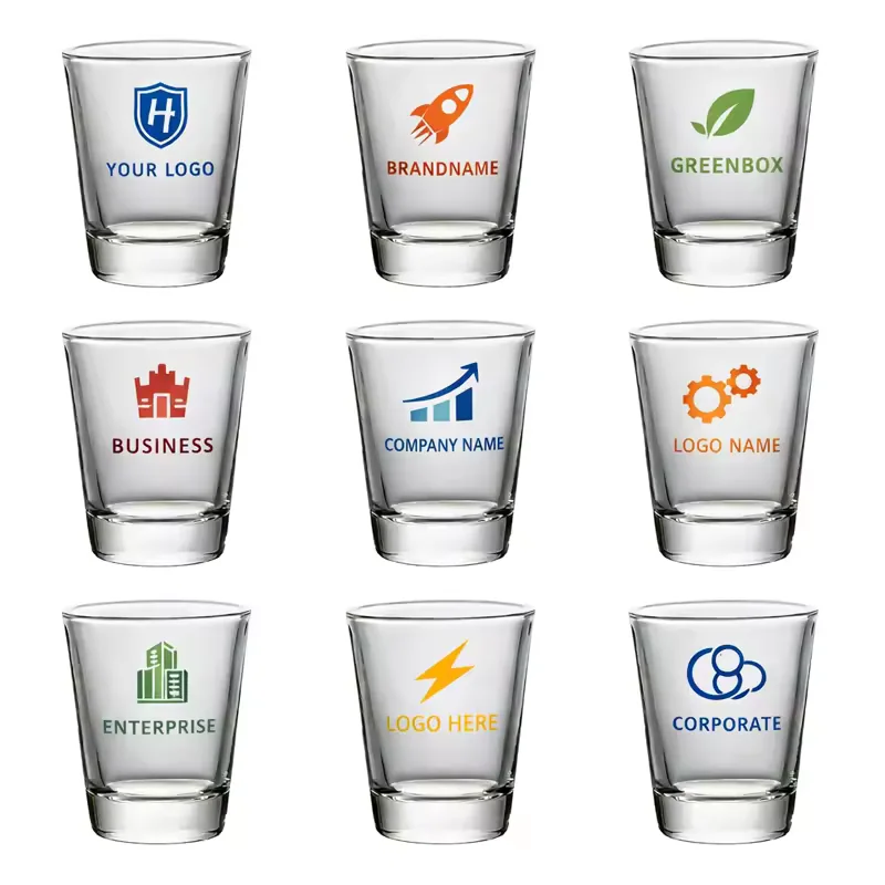 Wholesale 2oz Clear Heavy Base Whisky Shot Glass Customized Logo Party Glasses for Bar Cocktail Wine and Highball Use