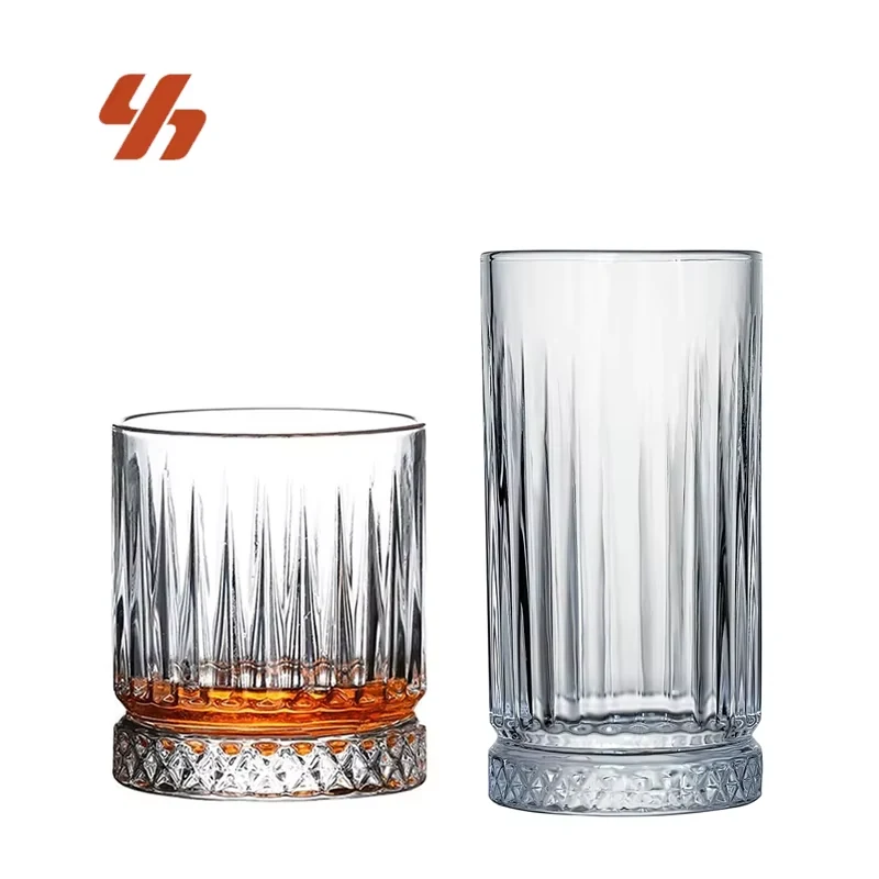 Luxury Vintage Shape Heavy Base Striped Crystal Glass Mug Wine Cup Whiskey Vodka Spirit Bar Shot Glass