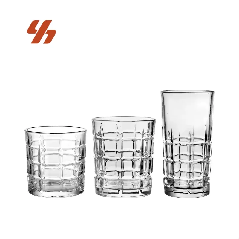 Wholesale 11oz Custom Logo Creative Twisted Crystal Check Whisky Glass Tumbler Cup Diamond Crystal Tasting Glass