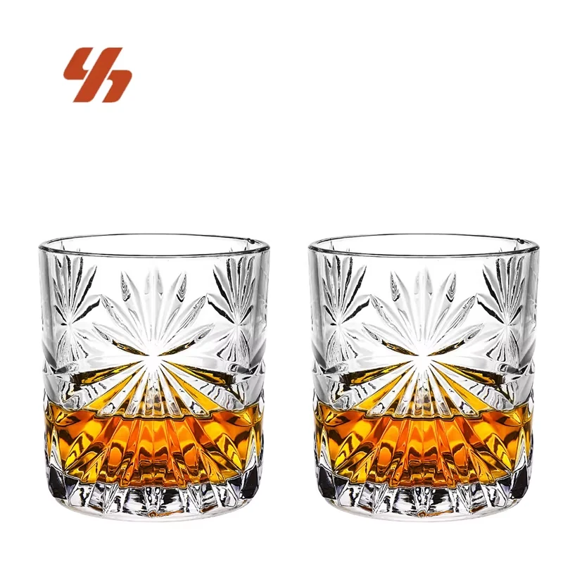 Wholesale Custom Classic Old Fashion Engraved Whiskey Glasses Whiskey Glass Cup Lead Free Rock Glass for Home Party Bar