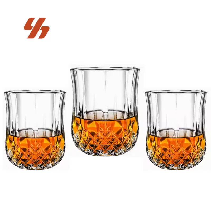 Factory Wholesale Whisky Glass Custom Logo 290ml Lead Free Crystal Diamond Shaped Whiskey Glass for Vodka Shot Glass