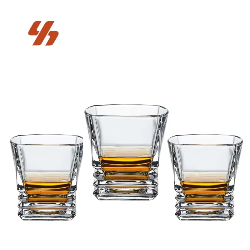 Wholesale Drinking Cup Diamond Shot Glasses Thick Base Crystal Whiskey Glass Old Fashioned Whisky for Bar
