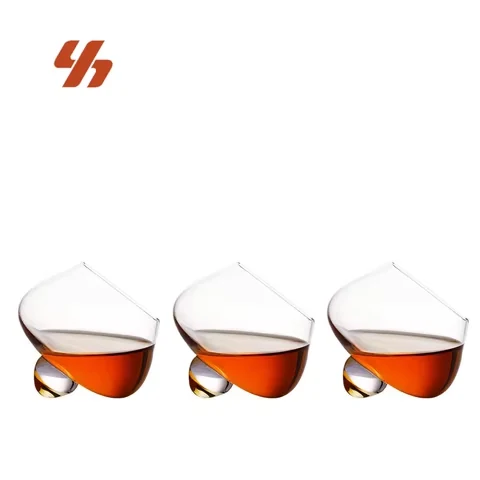 Wholesale 12 OZ Lead-Free Crystal Rotatable Tumbler Crystal Glass Cups Old Fashioned Crystal Glass Rocking Whiskey Tumbler Glass