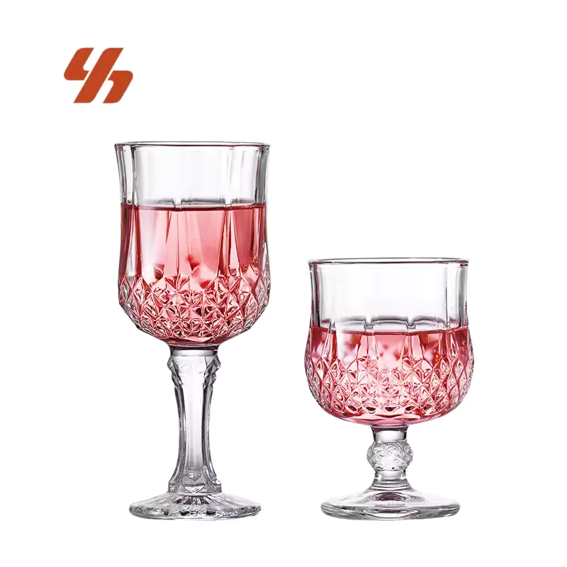 Colored Embossed Glass Goblet