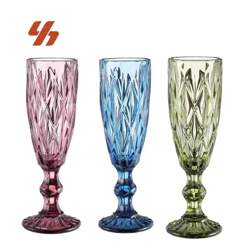 Embossed Stemmed Drinking Glass