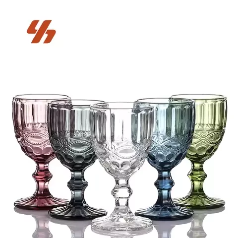 Blue Pressed Wine Goblet