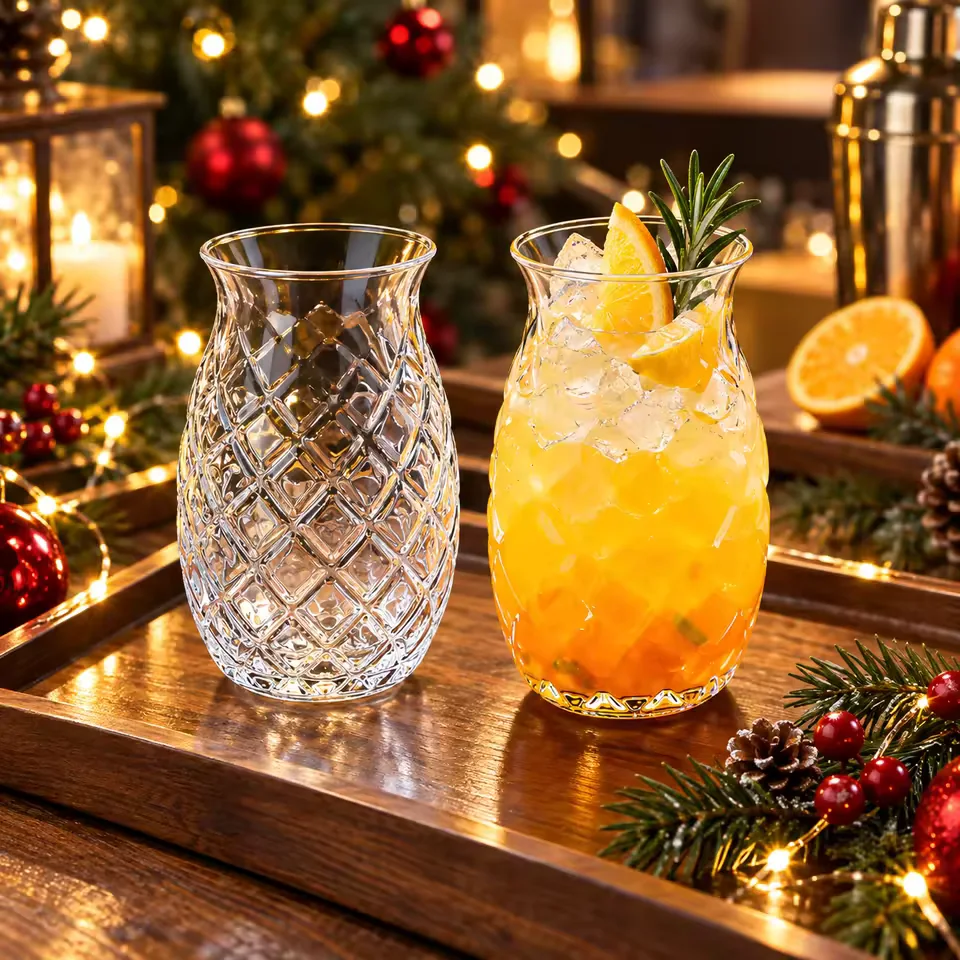 Vintage Ribbed Stemmed Glass